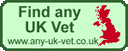 any-uk-vet animated logo: Reads www.any-uk-vet.co.uk, find a vet near you, find a vet's address, find a vet's phone number, find a vet's web site, find a vet's opening hours, find a vet's specialities, find a vet near you